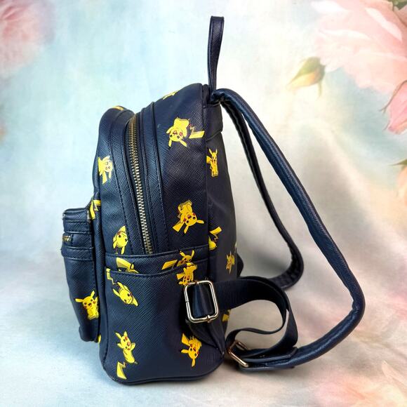 Loungefly X Pokemon Pikachu All Over Print Navy Blue & Yellow Mini Backpack main image 4